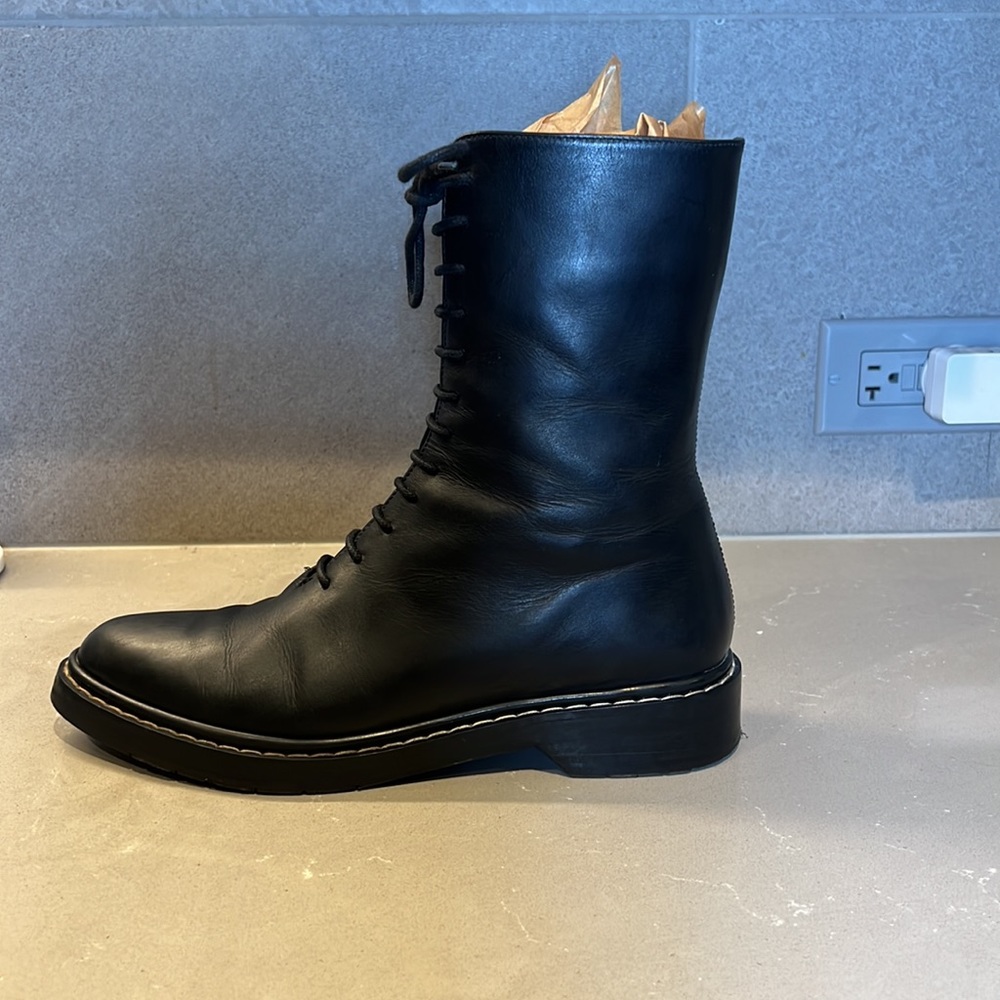 The Row Fara leather lace up bootie black size 38 - Picture 5 of 13